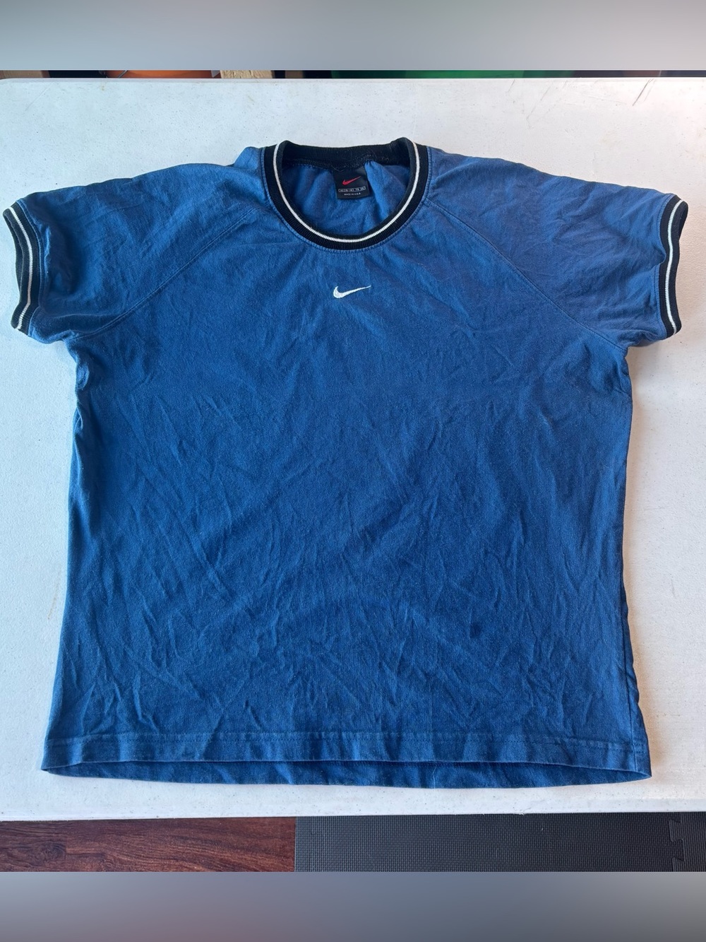 VTG 90s Nike Center Swoosh Ringer T Shirt Black Tag Made in USA XL 16-18 Raglan